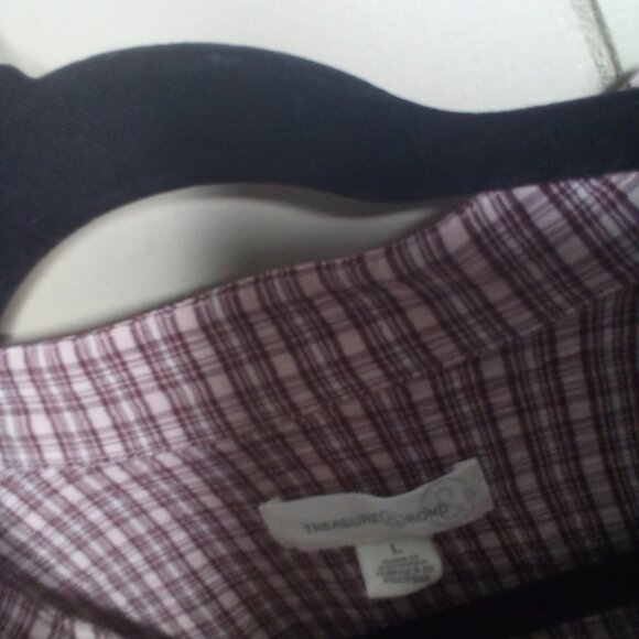 Treasure & Bond Button Up Shirt L Long Sleeve Plaid Tan Red - Picture 6 of 15